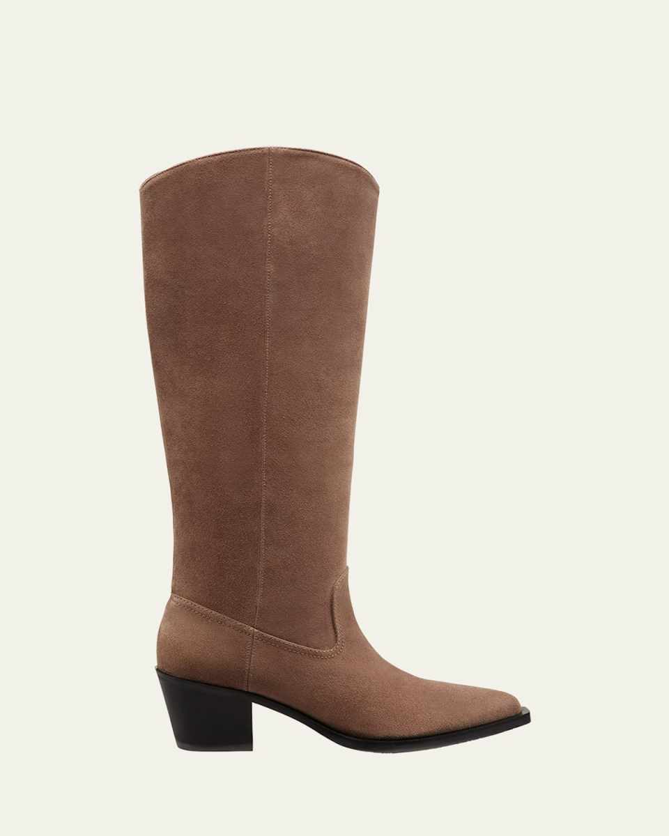 Tate Knee-High Pointed Suede Boots